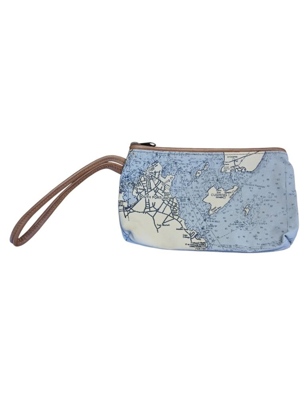 Portmanteau Portland Maine Women's Nautical Map Wristlet Handcrafted Canvas Bag